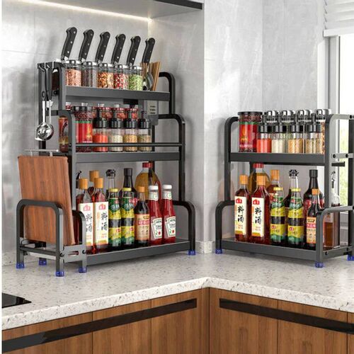 2/3Layers Kitchen Storage Rack Stainless Steel Seasoning Cho