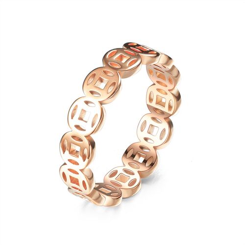 Output Fashion Hollow Cut Coin Ring 2025European and America