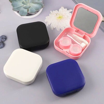 Women Men 4 Color Eye Contact Lenses Cases Girl Black Purple