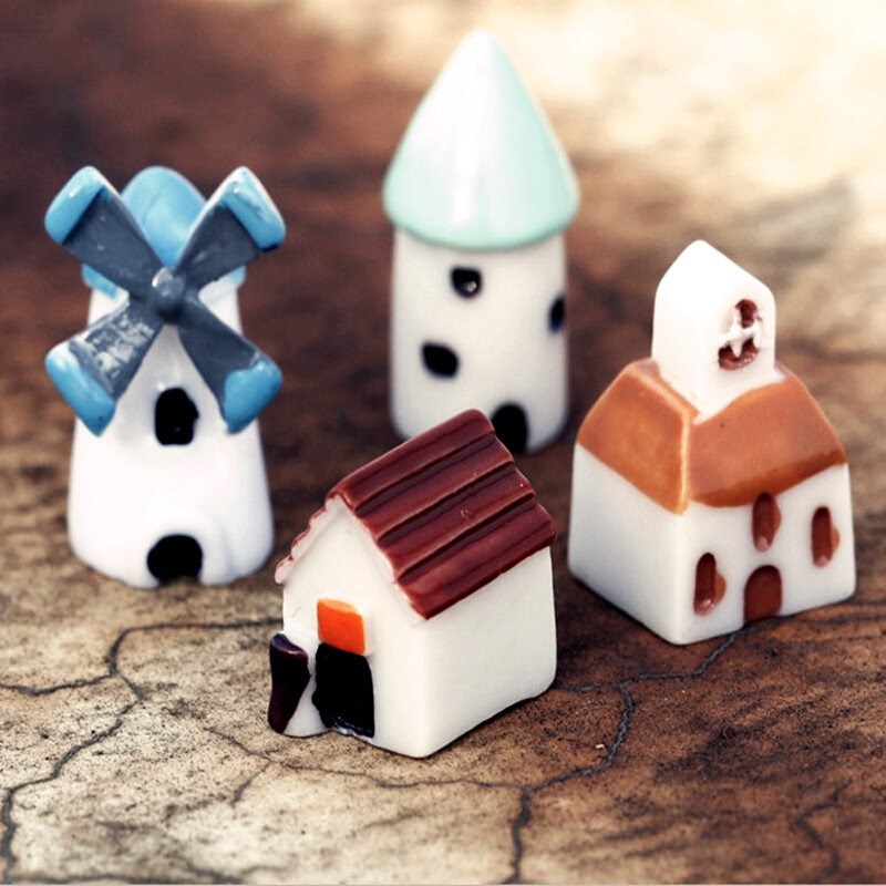 4 Style Artificial Mini Miniature Resin House Craft Ornament