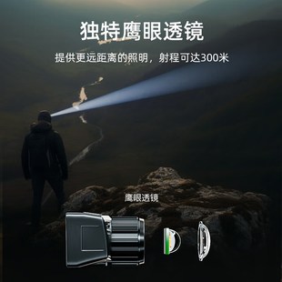 沃尔森WS强光头灯可变焦感应头灯夜钓强光充电防水工作矿灯钓鱼