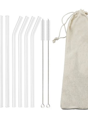 High Borosilicate Glass Straw Set Reusable Eco Friendly Drin