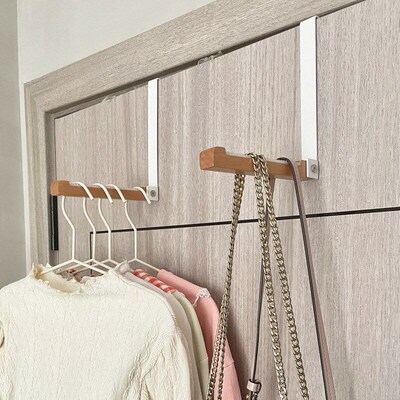 Wall-mounted Door Rear Hanger Metal No Punching Wood Metal F
