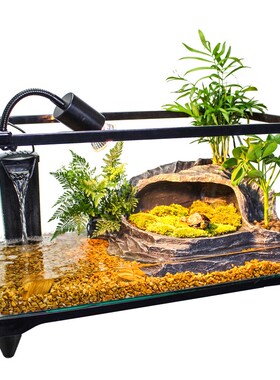 Glass turtle tank feeding box tortoise habitat aquarium set