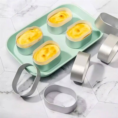 10pcs Stainless Steel Cheesecake Mold Single-sided Oval Mous