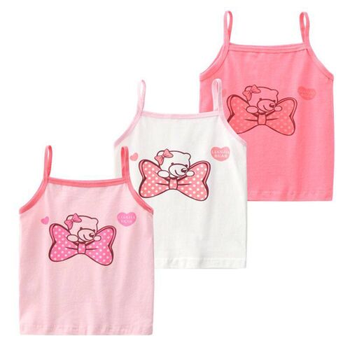 3pcs/Lot Baby Undershirt Girls Tank Tops Cartoon Cotton T-Sh