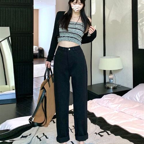 White jeans for women, spring new style, high waist, straigh