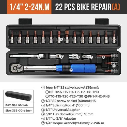 16PCS High Precise Torque Preset Wrenches 2-24N.m Adjustable