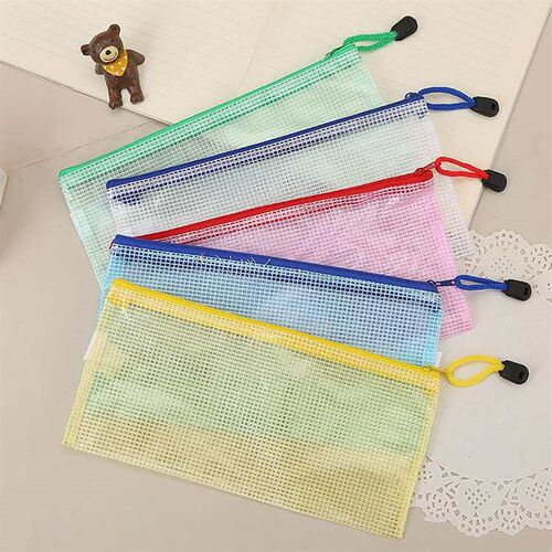 Transparent zipper file bag stationery mesh pen bag A4 water