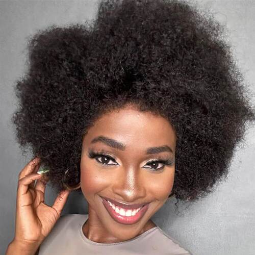 Afro Kinky Curly Bob With Kinky Edges Glueless Wig Lace Fron