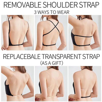 Women Deep U Multi-Way Push Up Convertible Low Cut Plunge Br