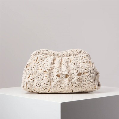 Patterned Hollow Woven Clutch Bag, Simple and Veratile Handb