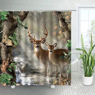 Wild Animals Elk Shower Curta Winter Forest Cedar Deer Natur
