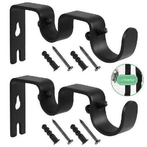 2pcs Metal Curtain Rod Bracket Double Curtain Rod Holder