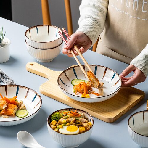 Ceramic Tableware Set Japanese Style Gift for Home Underglaz