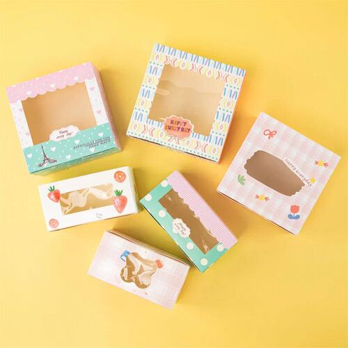 StoBag 5pcs Egg Yolk Crisp Cookie Baking Packing Box Donuts