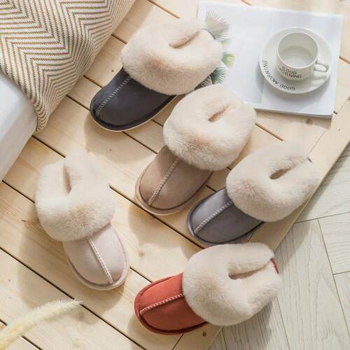 Velvet cotton slippers for autumn and winter home, couples