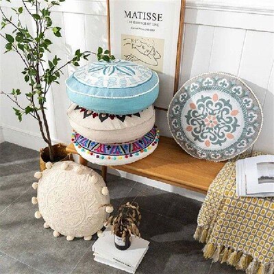 Moroccan Style Throw Pillow Embroider Craft Meditation Pouf