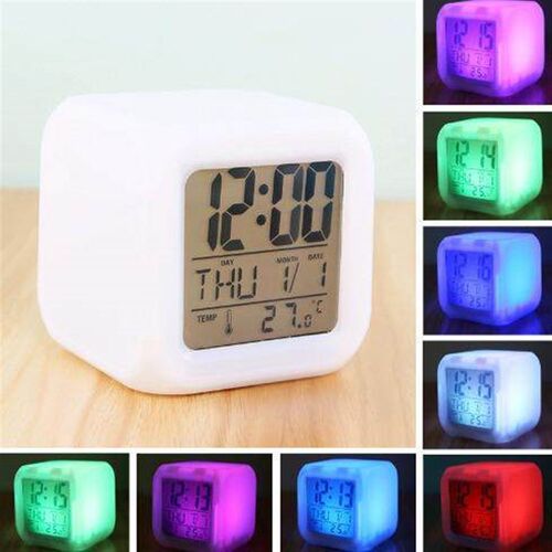 Cross-border Amazon Colorful Square Clock, Silent Night Ligh