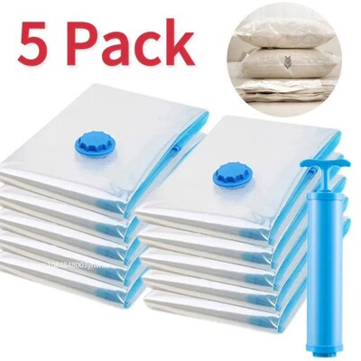 3/5PCS Vacuum Storage Bags For Clothes,Bedding,Space Saving