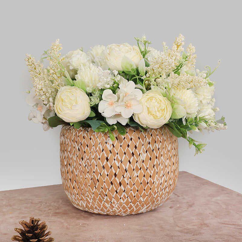 Artificial Flowers Vintage Silk Rose Bouquet Vintage Bride H图片