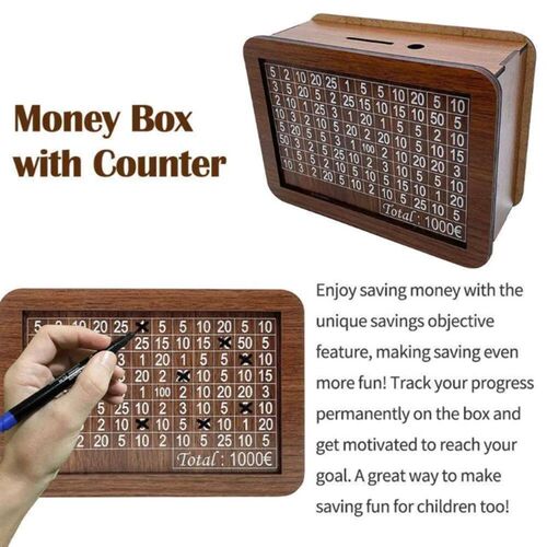 Wooden Money Saving Box Money Storage Bank with Saving Money