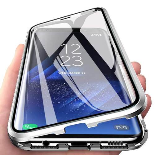360 Magnetic Adsorption Double Sided Glas Metal Case For Sam