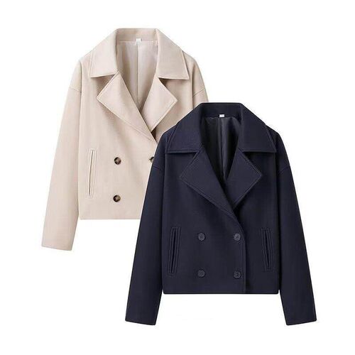 Womens Loose Version Double-breasted Temperament mmuter Woo