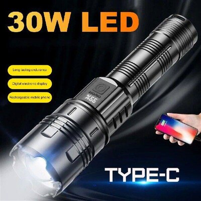 LED Portable Flashlight Power Display 1200LM Telescopic