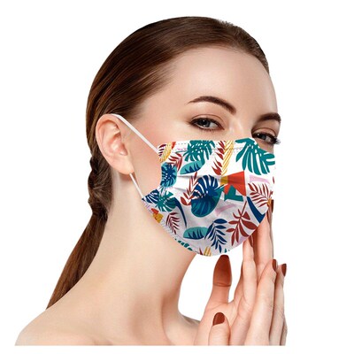 10PCS Summer Flower Printed  Adult 3 Layer Disposa