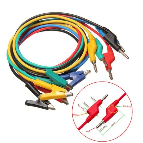 5Pcs Test Line Silicone Banana Plug to Crocodile Alligator C
