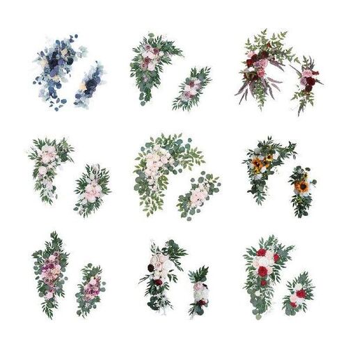 2Pcs Silk Flower Swag Arch Hanging Artificial Floral for