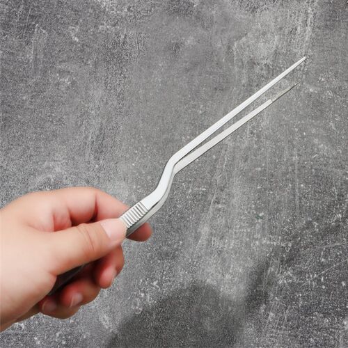 1Pc 14cm Stainless Steel Tweezer Plating Chef Food Tweezer B