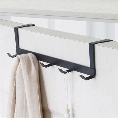 Hook Behind The Door Punch-free Five-row Wrought Iron Clothe
