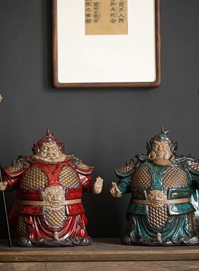 久造陶瓷大号门神哼哈二将中式摆件创意家居客厅门口装饰乔迁礼品