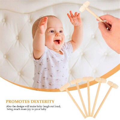 12 Pcs Small Hammer Toys Safe Wood Hammer Childrens Hammers