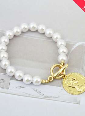 European and Korean fashion pearl brlet metal plate pendant