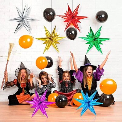 12Pcs 3D Standing Explosion Star Balloons Christmas Decorati