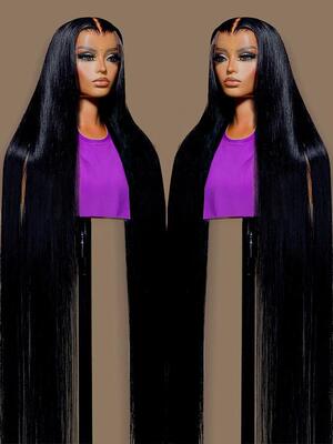 30 40 Inch Bone Straight Human Hair Lace Frontal Wigs Brazil