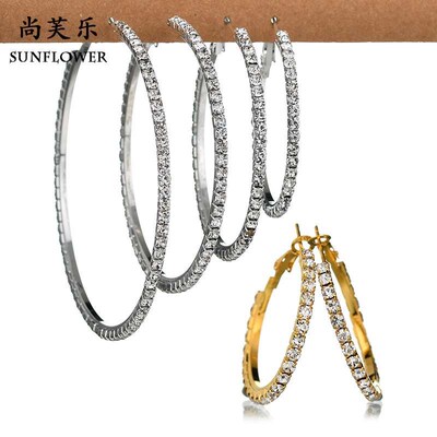 Exaggerated diamond-encrusted big circle hip-hop hiphop earr