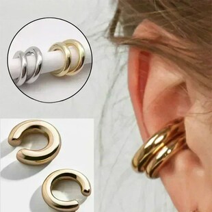 Unique Fake Piercing Metal Ear Clips Asymmetry Round Cartila