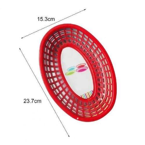 Basket Plastic 12Pcs Fast Food Hot Dog Serving Plate Red