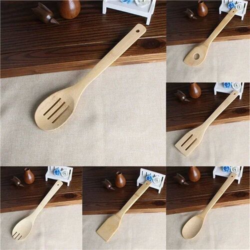 Kitchen Tools 1/6pcs Bamboo Spoon Spatula Kitchen Utensil Wo