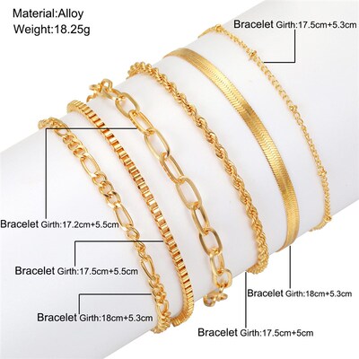 Bohemia Minimalist Hand-dressed Metal Chain Womens Set 6 Mu