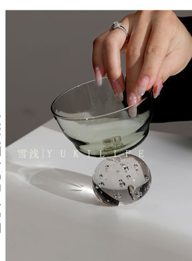 叠色香罗浅色盃 著来春色入书帷中古浅绿色水晶球杯 酒杯小杯子