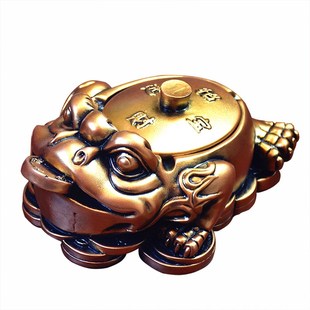 创意浮雕招财带盖烟灰缸大号个性新古典办公客厅书房摆件工艺礼品