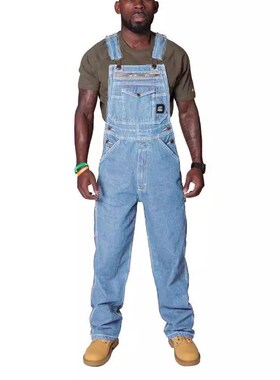 Wish Mens Strap Denim Jumpsuit Ripped Denim Overalls