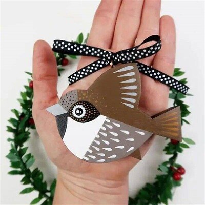 Robin Wood Carving Ornaments Small Fat Bird Handmade
