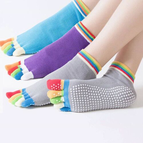 Yoga Socks for Women 3 Pairs Cotton Anti-Slip Silicone Indoo