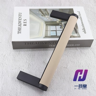 衣柜内皮革高档顶装挂衣杆衣帽间圆形皮质晾衣杆吊装法兰座衣通杆